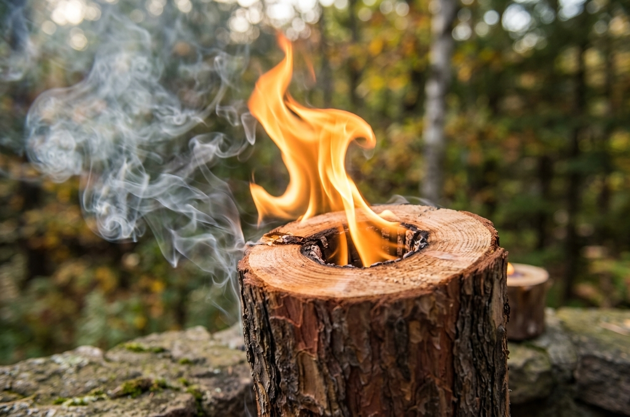 Swedish Log Candle Burning